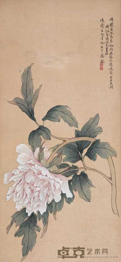 潘和 牡丹 立轴 66.5×31cm